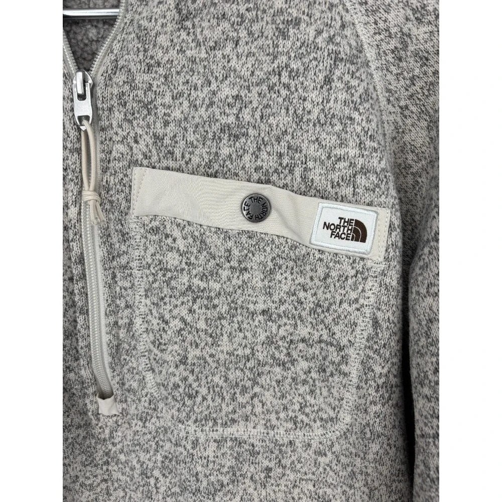 North Face Jacket Mens Medium Gordon Lyons 1/2 Zip Fleece Beige Brown Sweatshirt